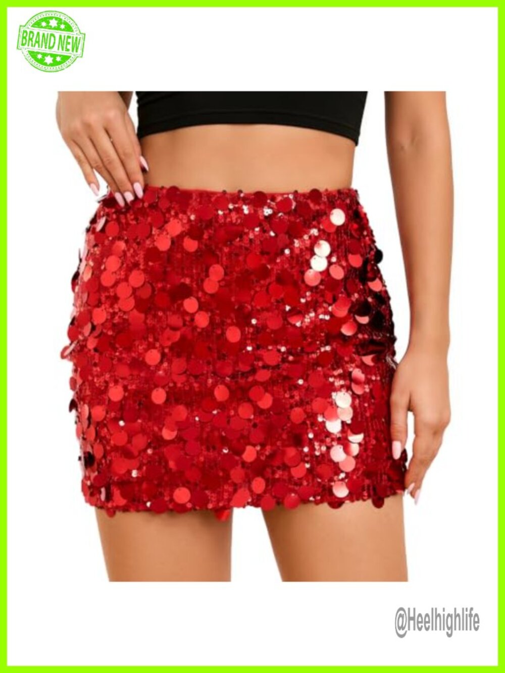 Sequin Bodycon Mini Skirt Stretchy High Waist Party Night Out Club